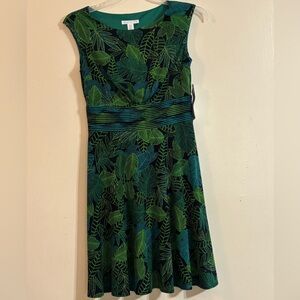 London Times Green Leaf Print Midi Dress